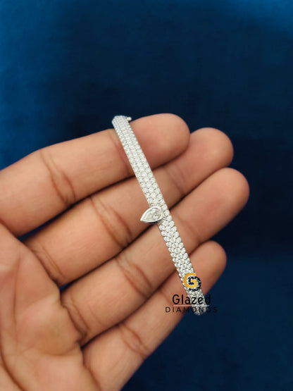 925 Silver Pear Cut Moissanite Bangle Bracelet