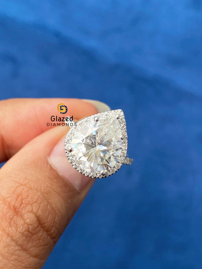 925 Silver Pear Cut Moissanite Diamond Ring