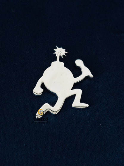 925 Silver Plain Cartoon Bomb Pendant For Men
