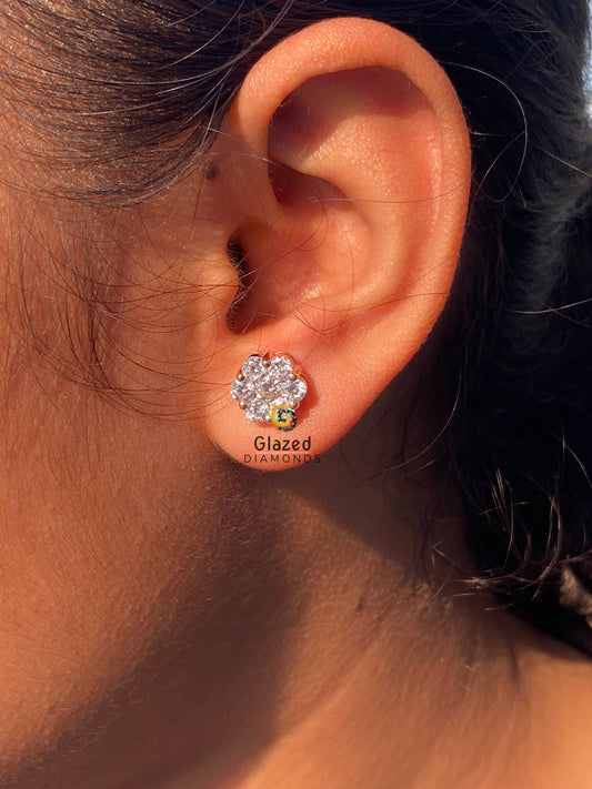 925 Silver Rose Gold Plated Floral Cluster Stud Earrings for Women