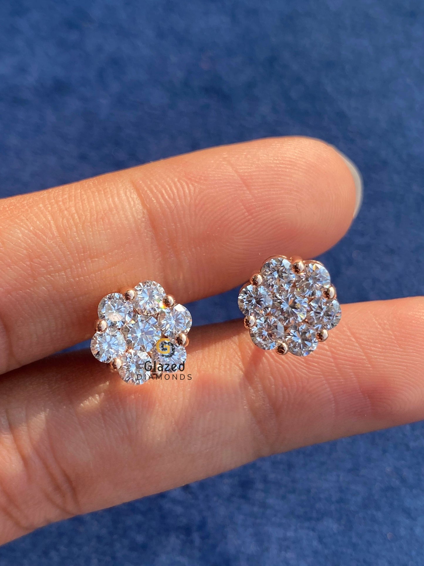 925 Silver Rose Gold Plated Floral Stud Earrings 