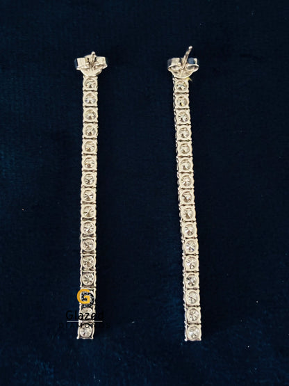 925 Silver Round Cut Moissanite Tennis Earrings