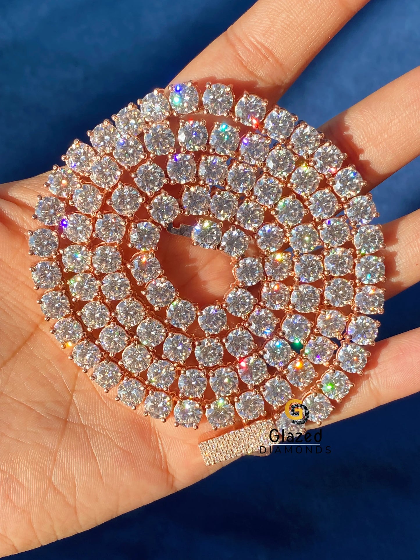 925 Silver Round Moissanite Tennis Bust Down Chain