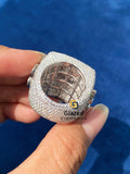 925 Silver Round VVs Moissanite Diamond Studded Hip Hop Ring