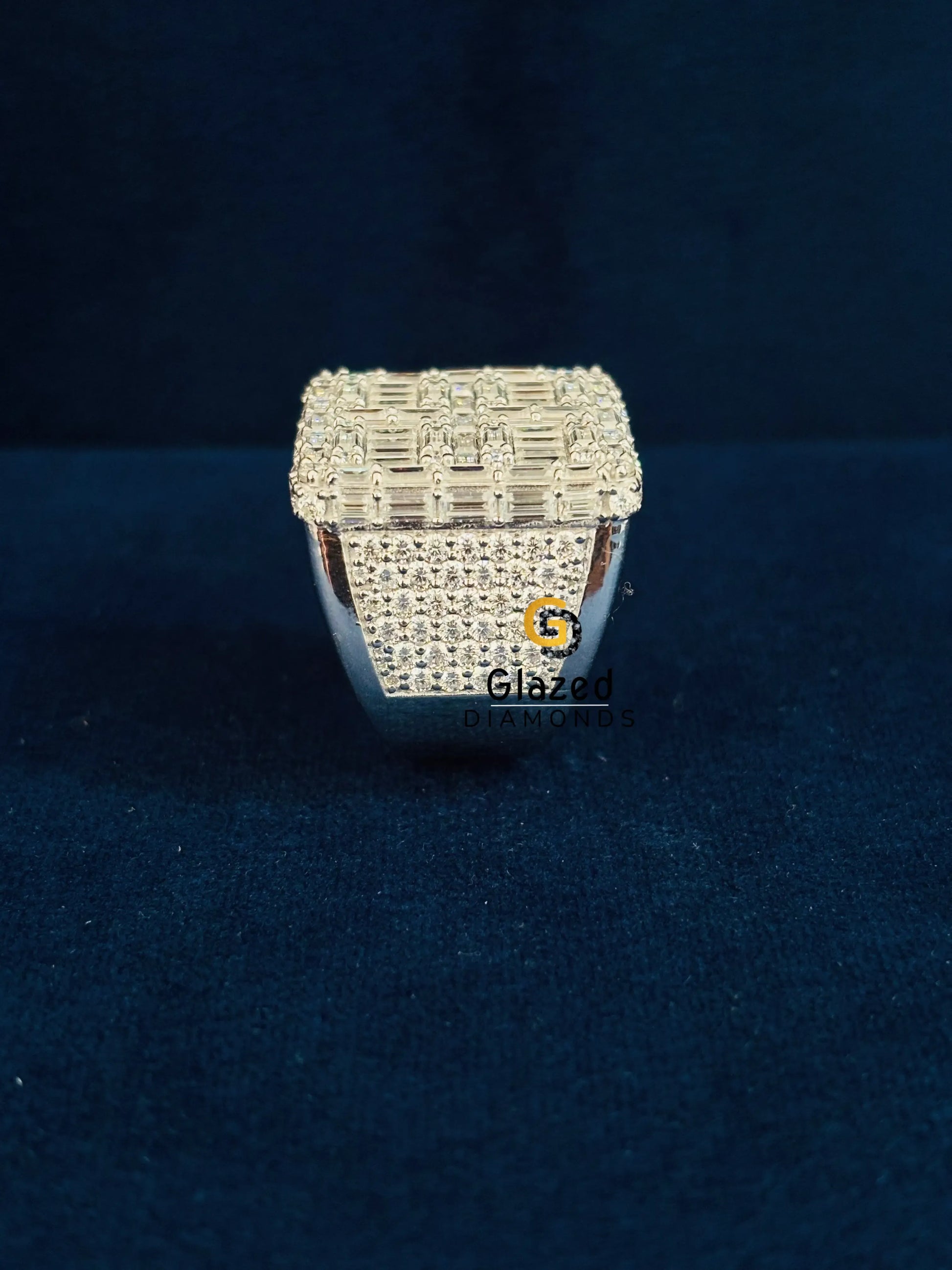 925 Silver Round_ Baguette Moissanite Hip Hop Ring For Men