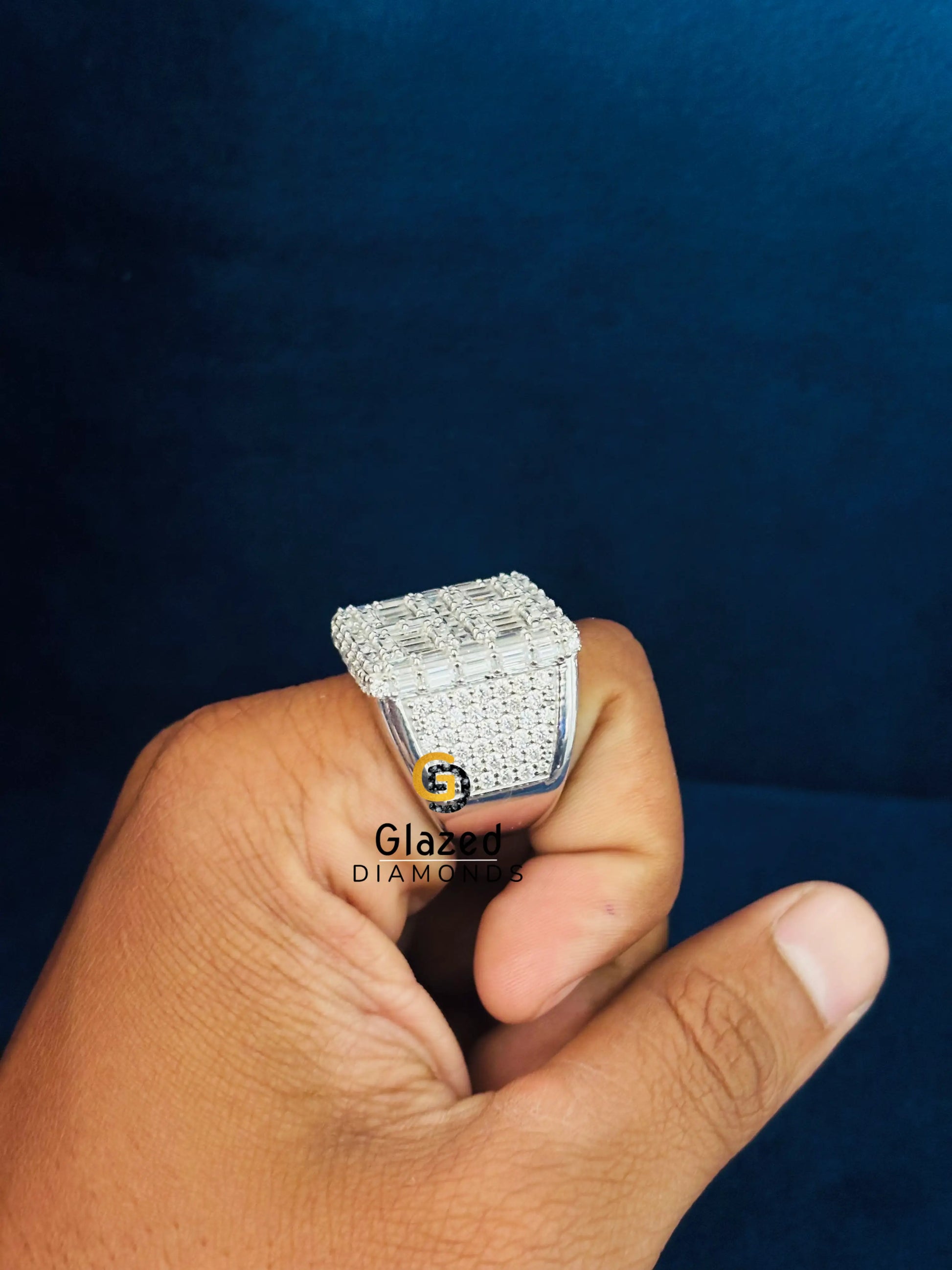 925 Silver Round_ Baguette Moissanite Ring
