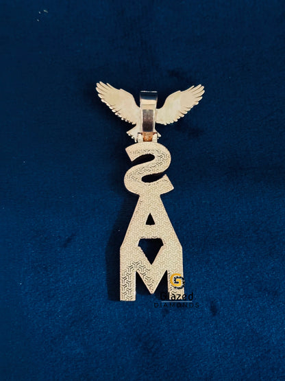 925 Silver SAM Custom Initial Name Letter Moissanite Pendant For Men