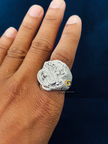 925 Silver Snake Shape Moissanite Bust Down Ring