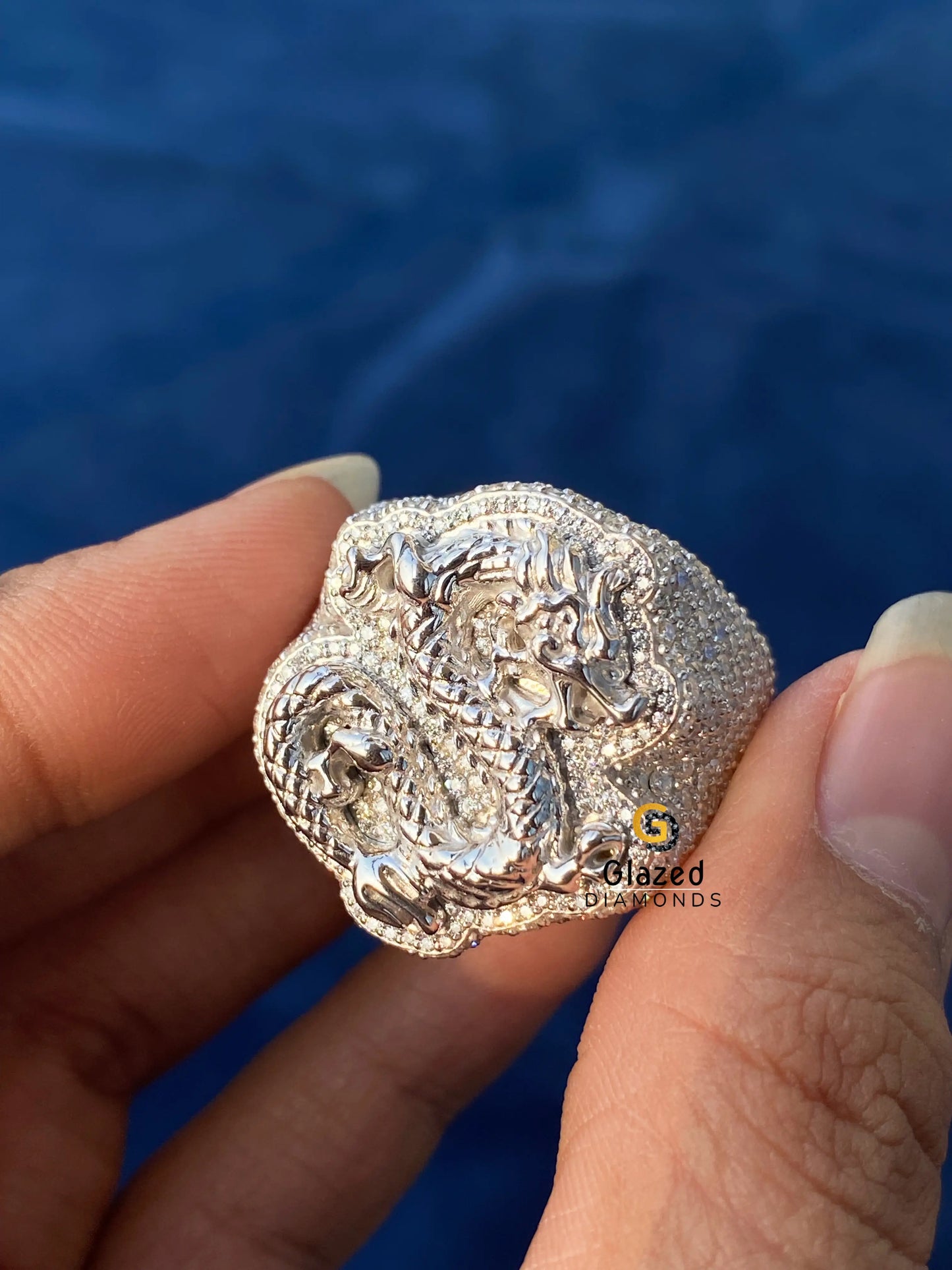 925 Silver Snake Shape Moissanite Hip Hop Ring