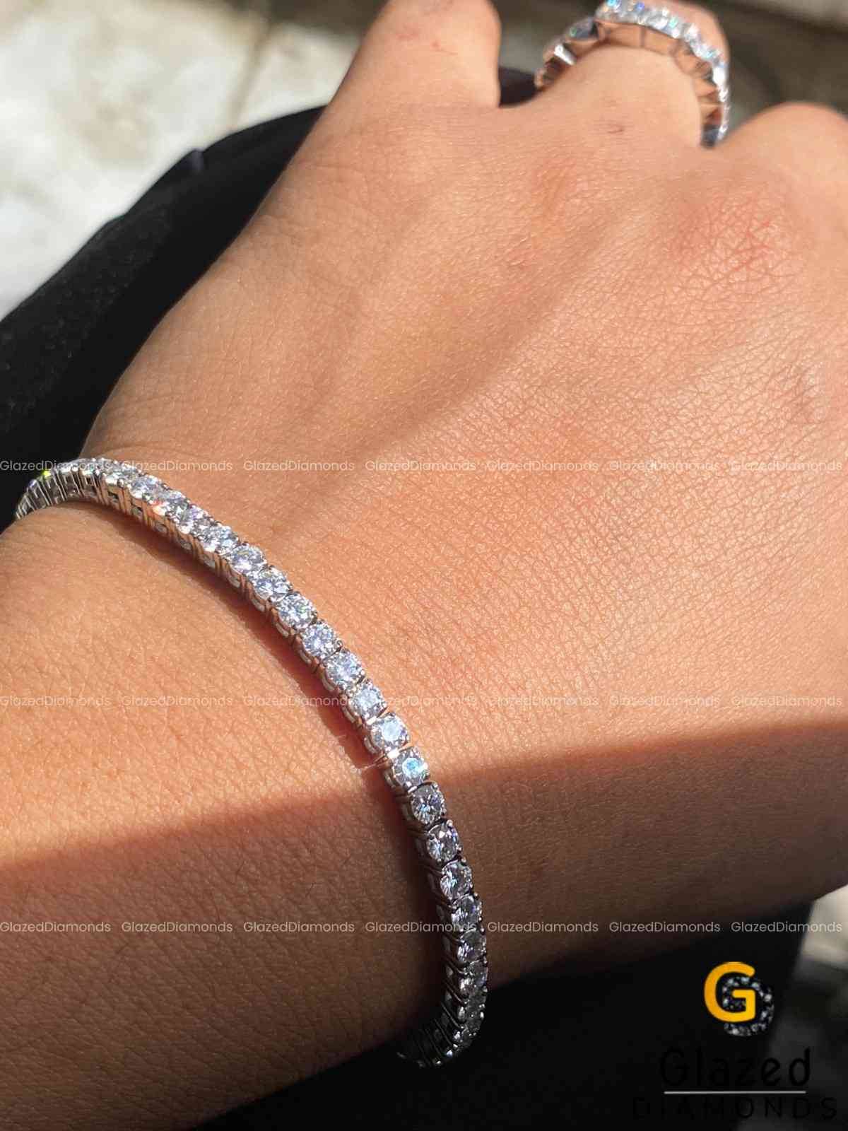 925 Silver Solitaire Moissanite Bracelet for Women