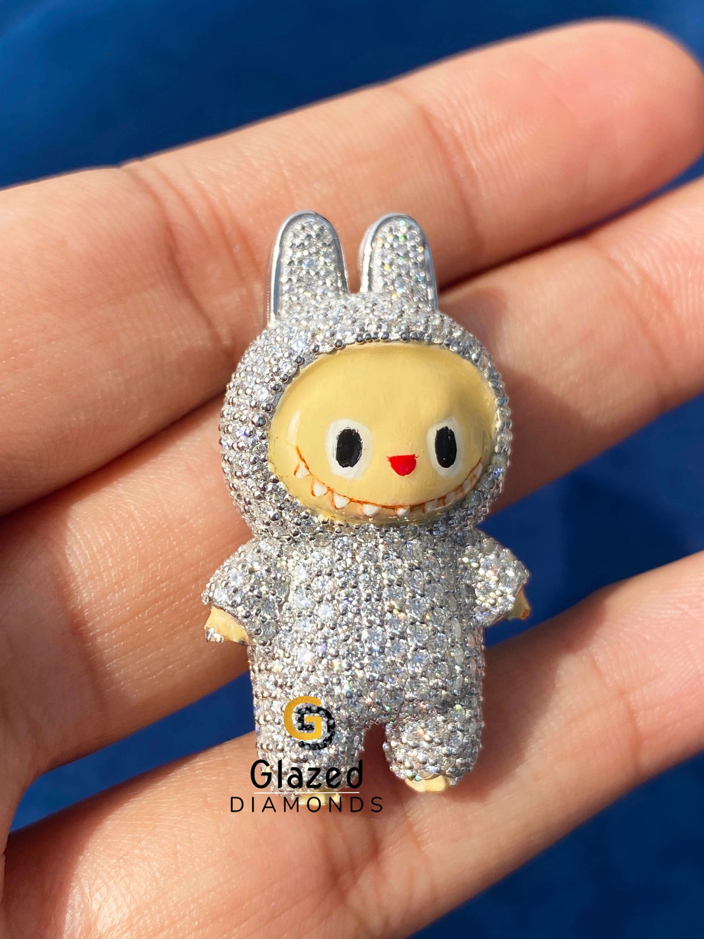 925 Silver Studded Labubu Pendant