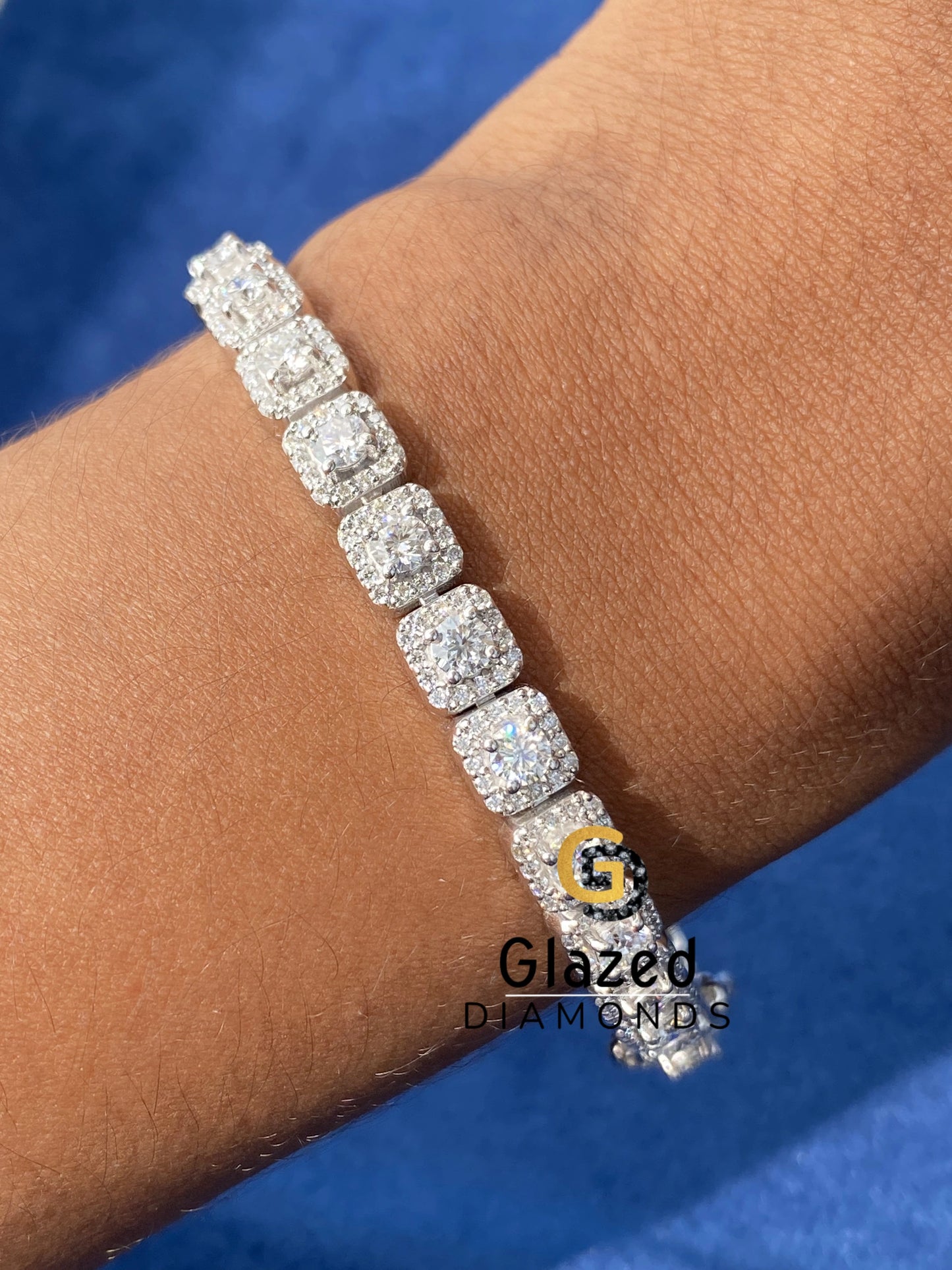 925 Silver Tennis Halo Moissanite Barcelet