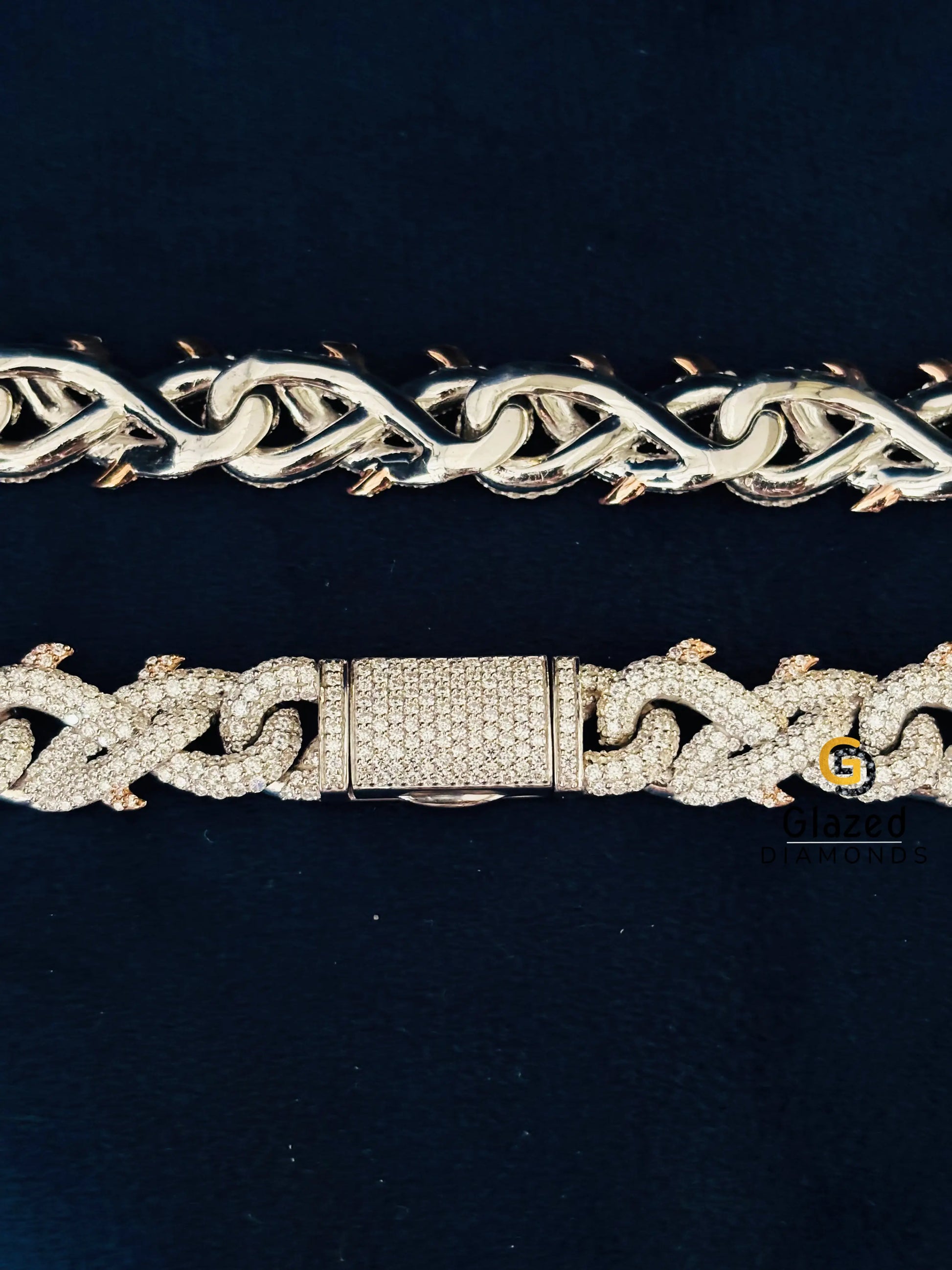 925 Silver Thrown Crown Moissanite Hip Hop Chain
