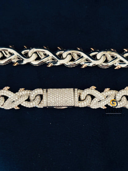 925 Silver Thrown Crown Moissanite Hip Hop Chain