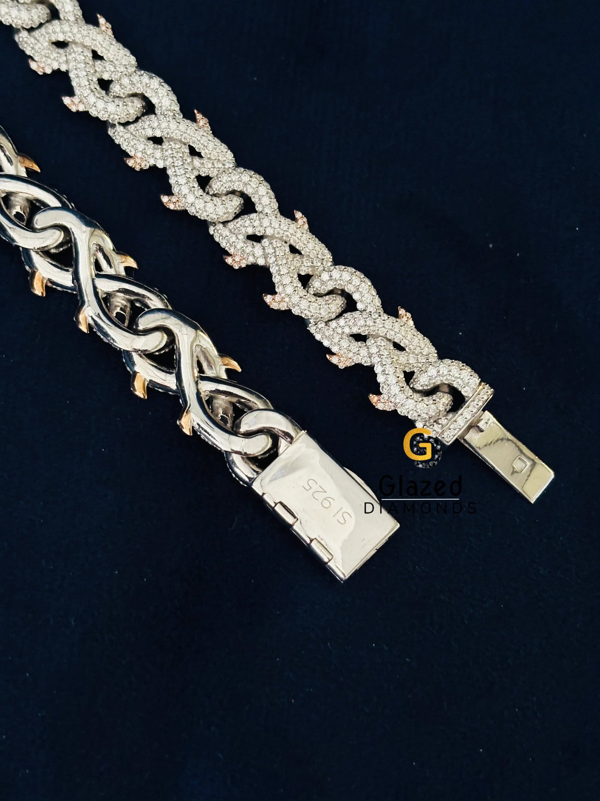 925 Silver Thrown Crown Moissanite Hip Hop Chain For Men