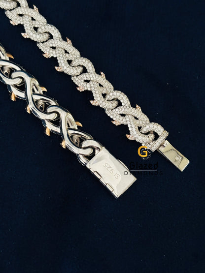 925 Silver Thrown Crown Moissanite Hip Hop Chain For Men