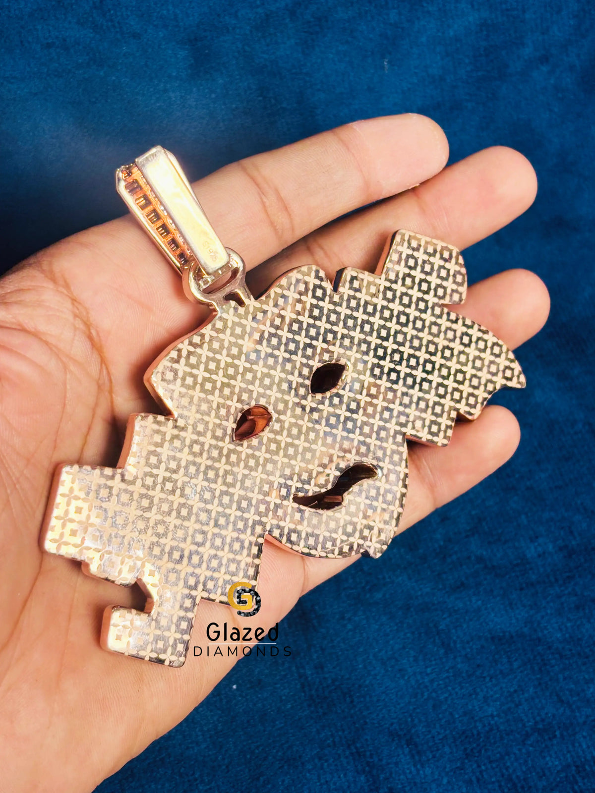 925 Silver Two Tone Crying Face Moissanite Hip Hop Pendant For Men