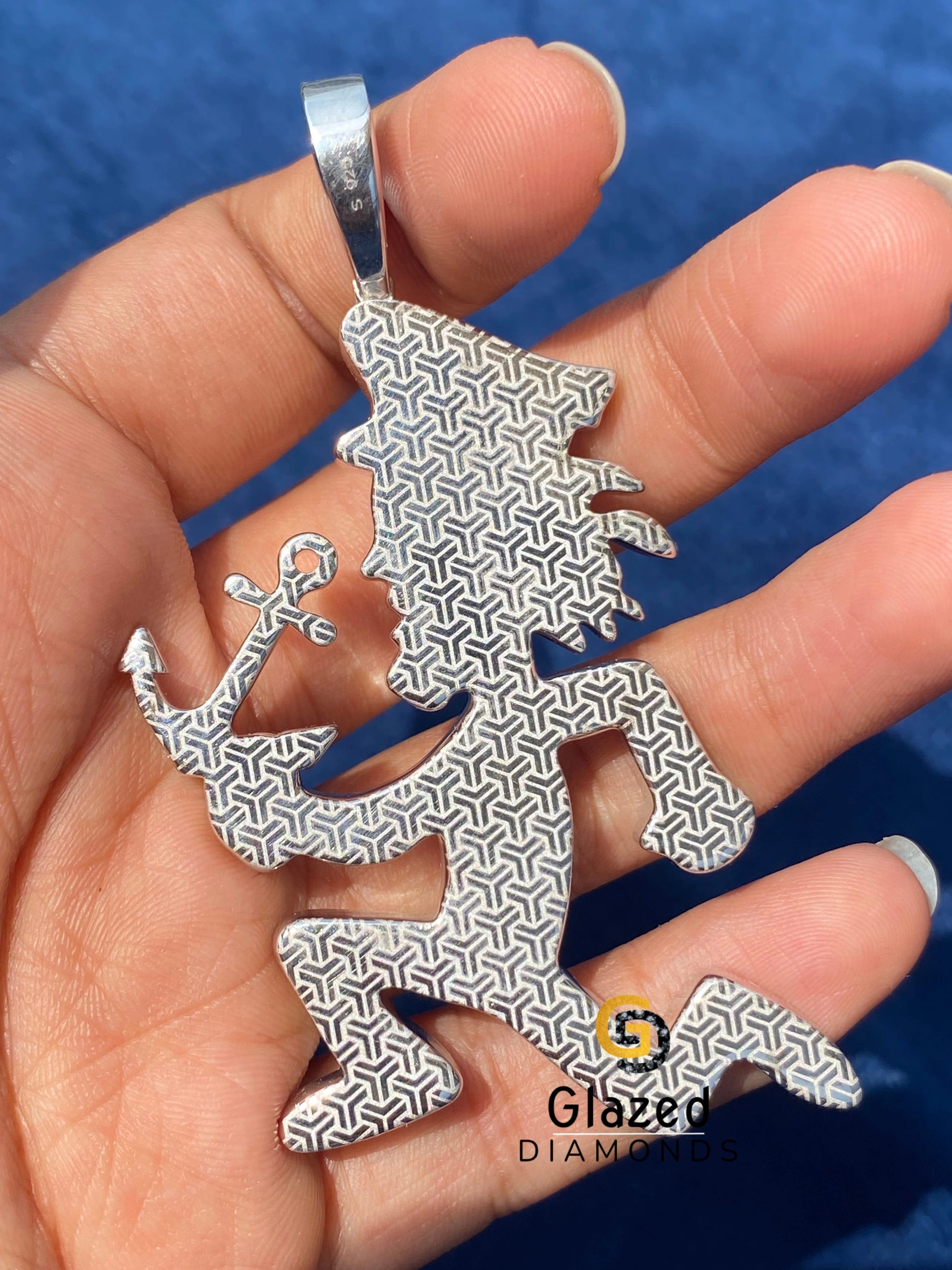 925 Silver VVS Moissanite Anchor Hatchet Man Pendant
