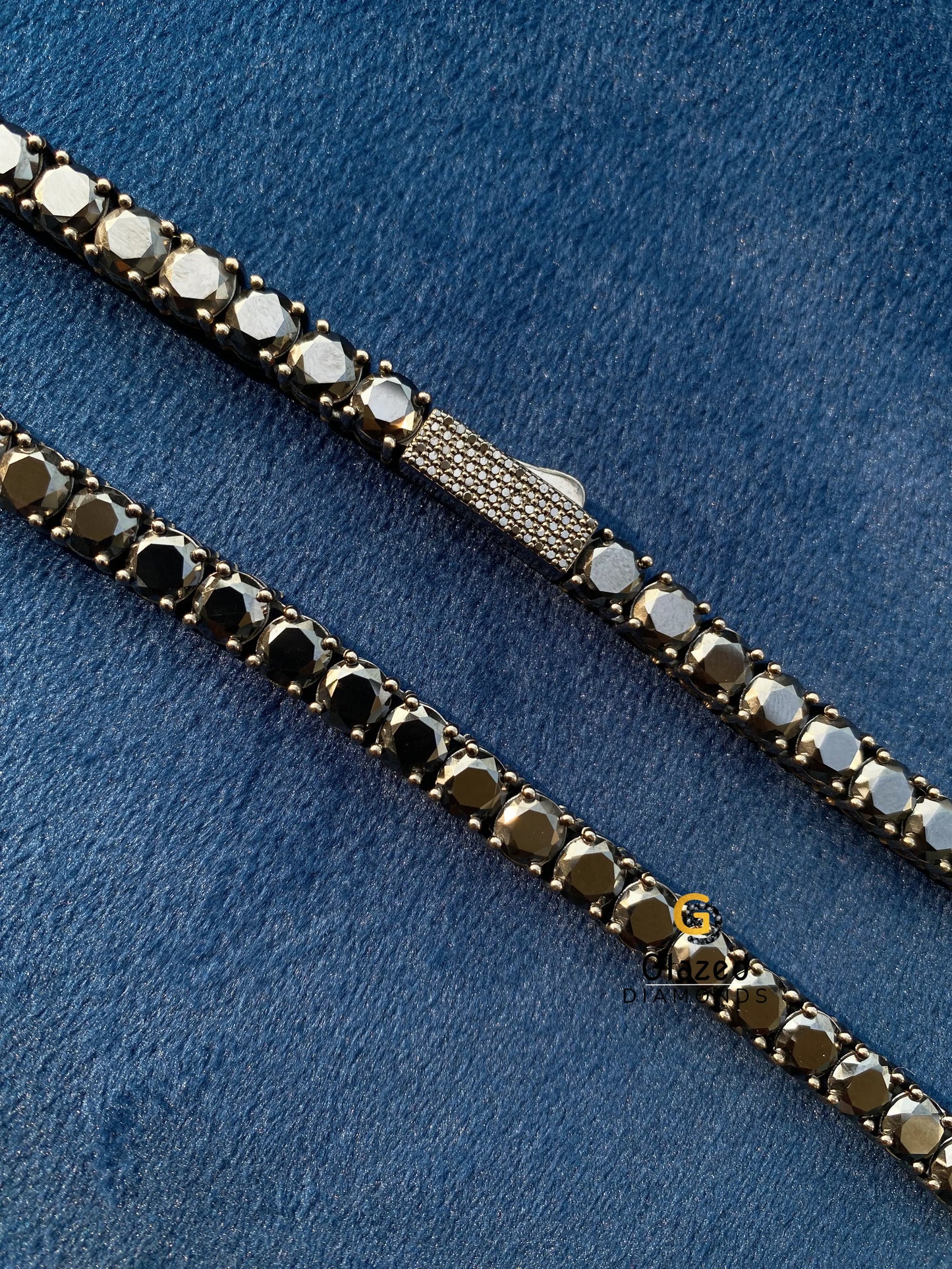 925 Sterling Moissanite Black Diamond Tennis Chain