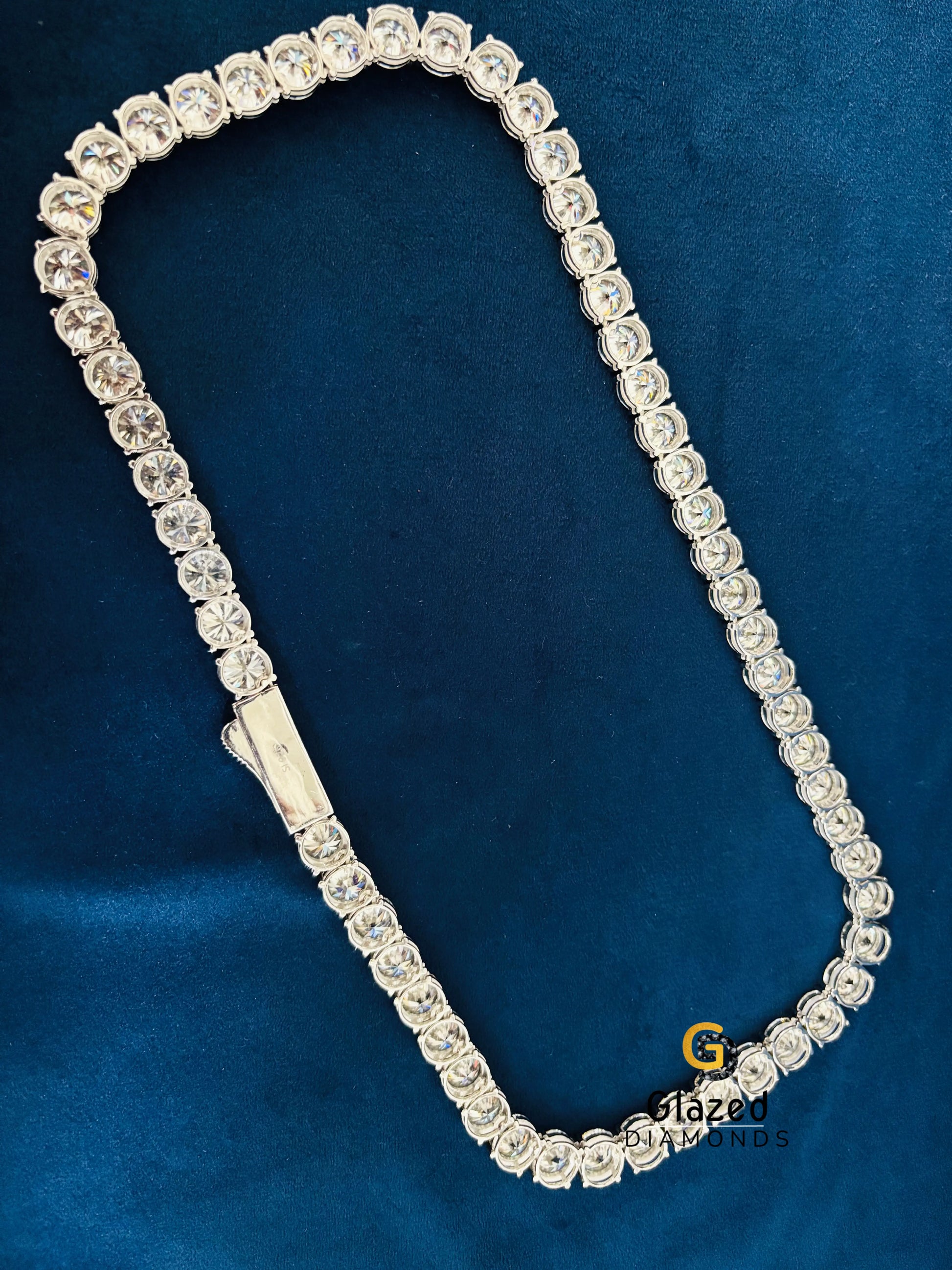 925 Sterling Silver 10MM Round Cut Moissanite Hip Hop Tennis Chain For Men