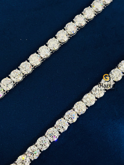 925 Sterling Silver 10MM Round Cut Moissanite Tennis Chain