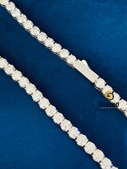 925 Sterling Silver 10MM Round Cut Moissanite Tennis Chain For Men