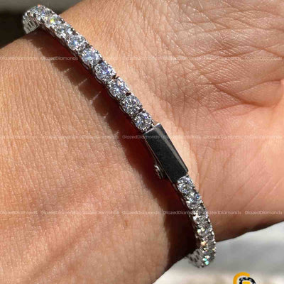 925 Sterling Silver 4 MM VVS1 Moissanite Bracelet
