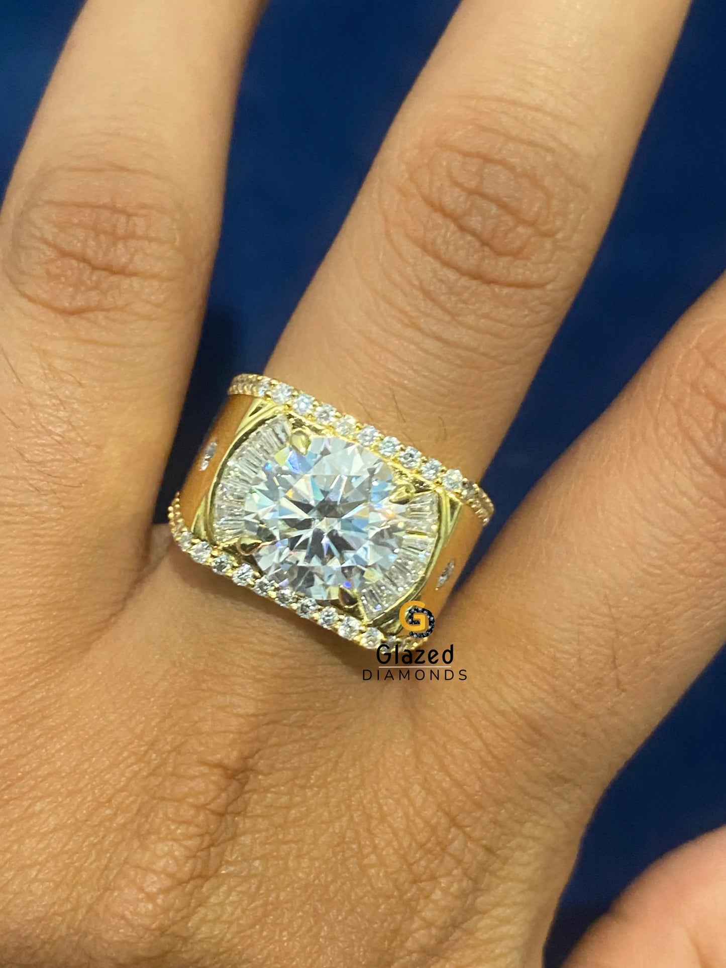 925 Sterling Silver 5CT Round_ Tapper Baguette Moissanite Iced Out Ring