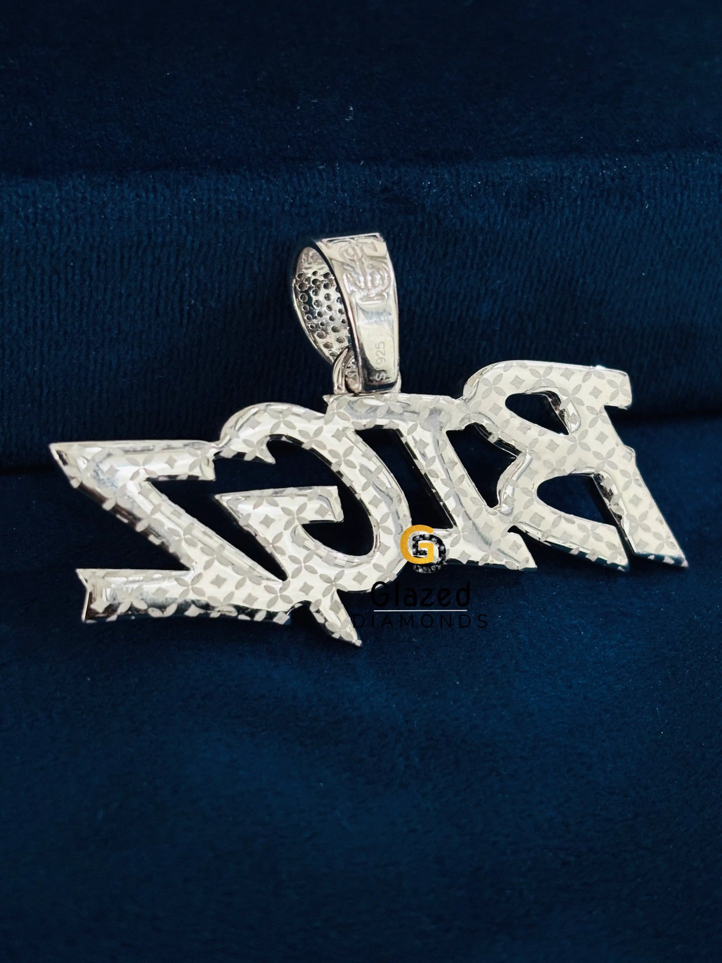 925 Sterling Silver BIGZ Custom Letter Moissanite Pendant