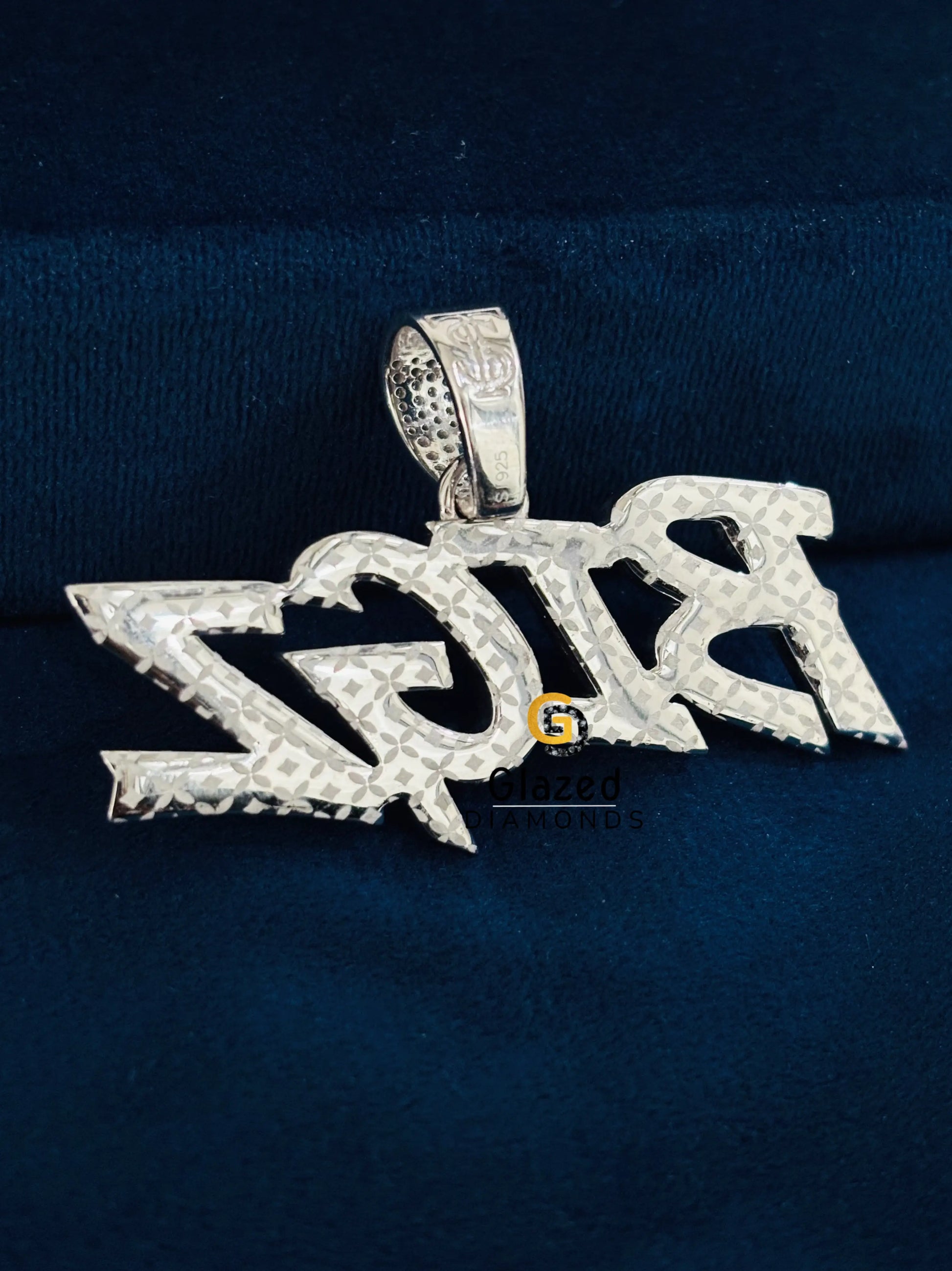 925 Sterling Silver BIGZ Custom Letter Moissanite Pendant