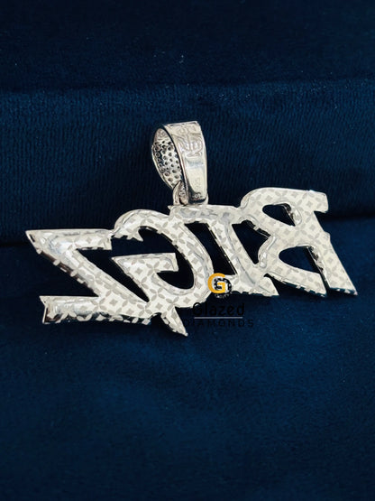925 Sterling Silver BIGZ Custom Letter Moissanite Pendant
