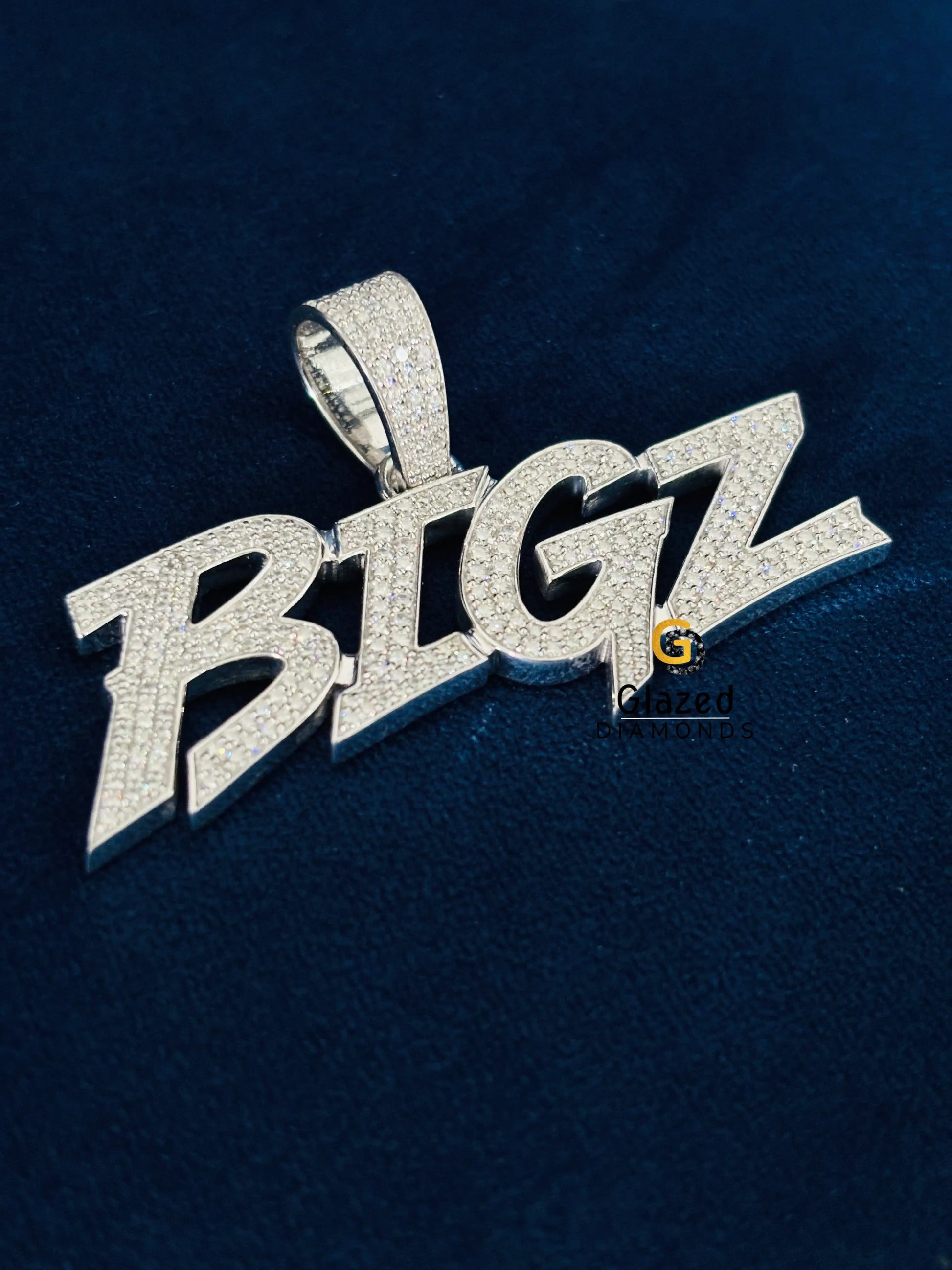 925 Sterling Silver BIGZ Custom Letter Name Moissanite Pendant