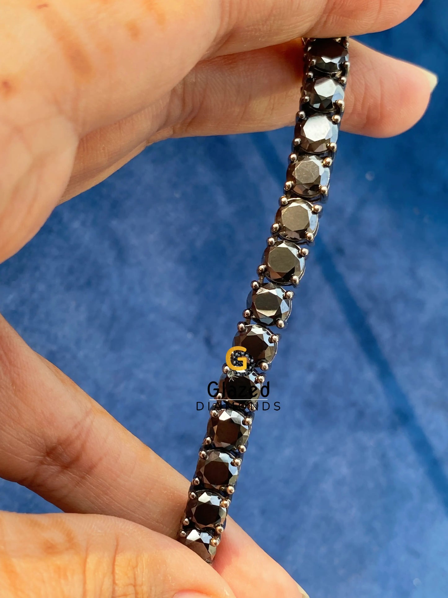 925 Sterling Silver Black Moissanite Tennis Chain