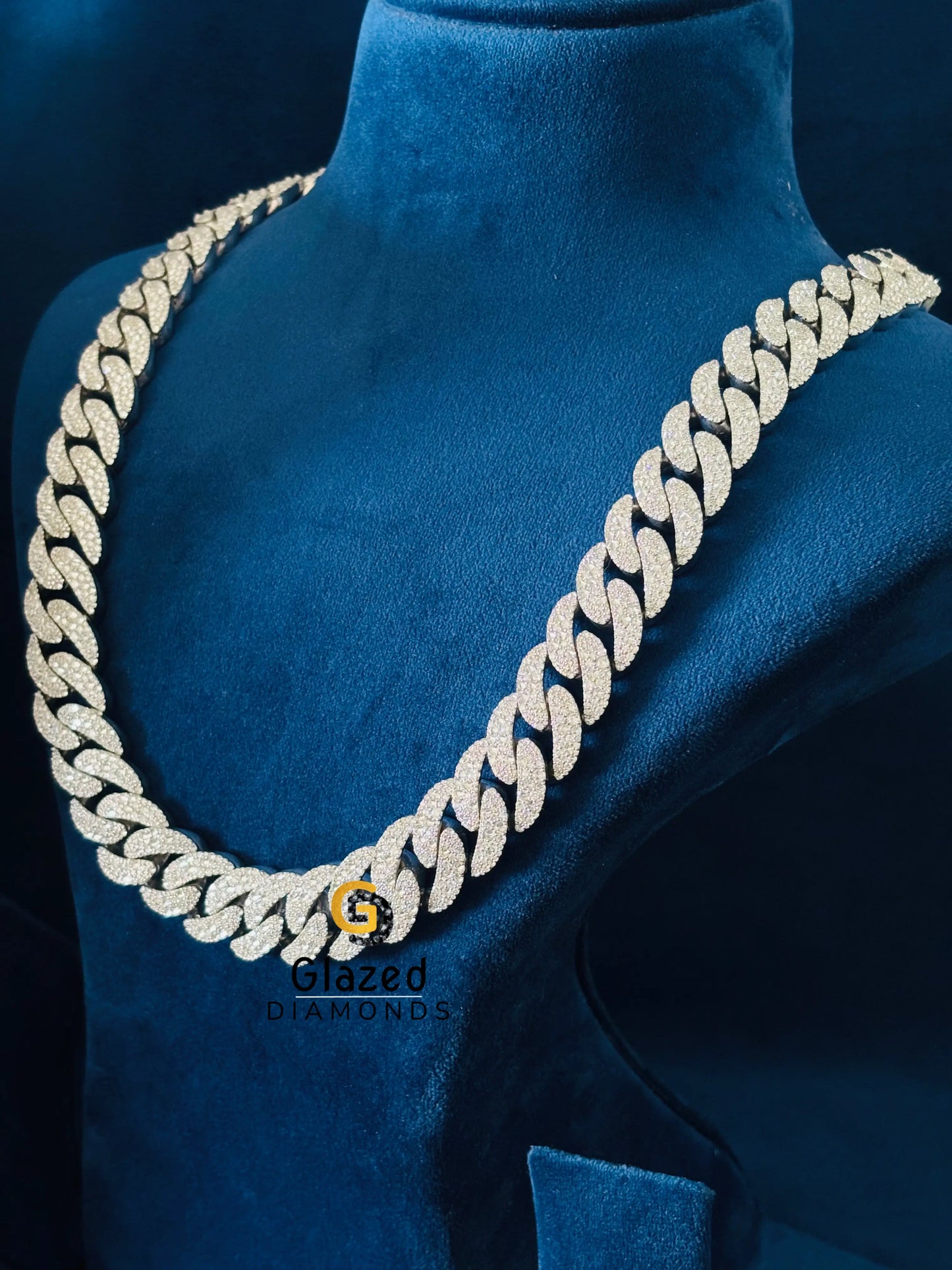 925 Sterling Silver Bust Down Moissanite Hip Hop Chain