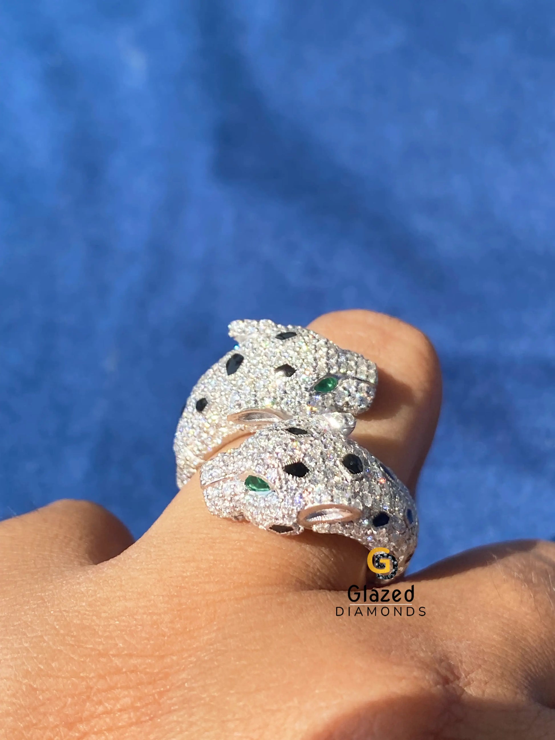 925 Sterling Silver Cartier Moissanite Hip Hop Panther Ring