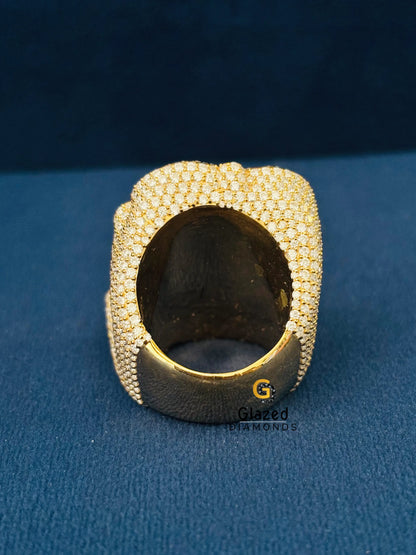 925 Sterling Silver Custom Fully Iced Out Moissanite Hip Hop Ring For Men