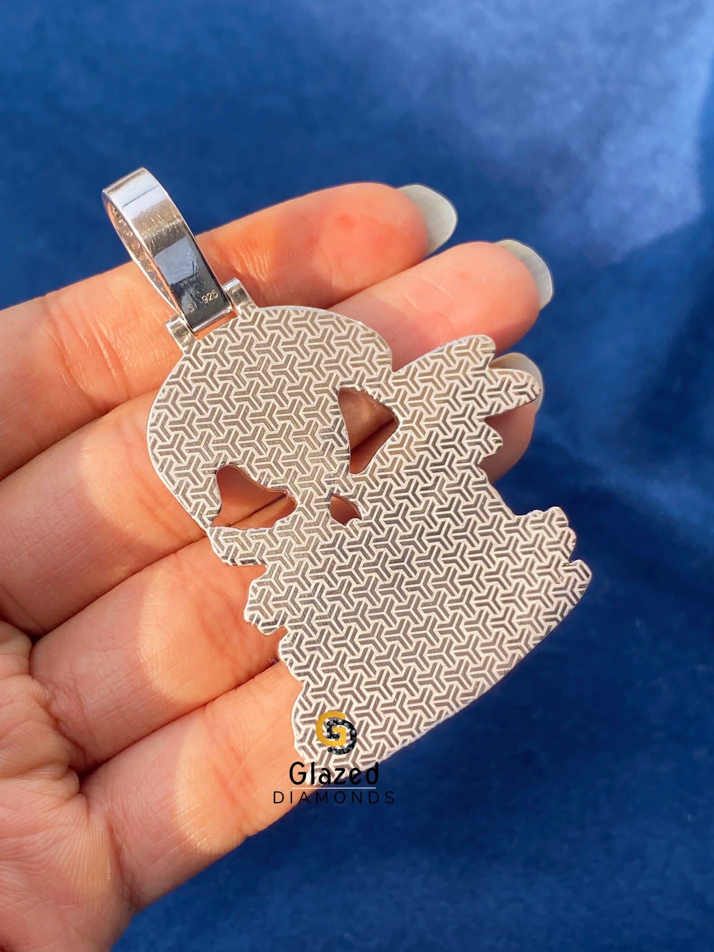 925 Sterling Silver Custom Head Skull Moissanite Pendant For Men