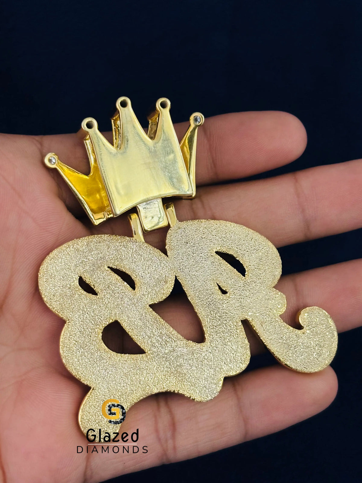 925 Sterling Silver Custom Moissanite Iced Out Crown Pendant