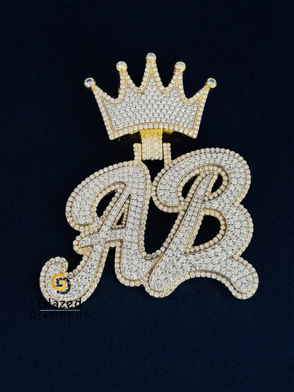 925 Sterling Silver Custom Moissanite Iced Out Hip Hop Crown Pendant For Men