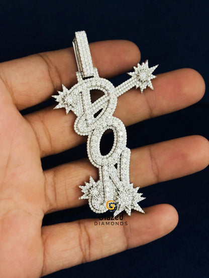925 Sterling Silver Don Custom Letter Name Moissanite Pendant For Men