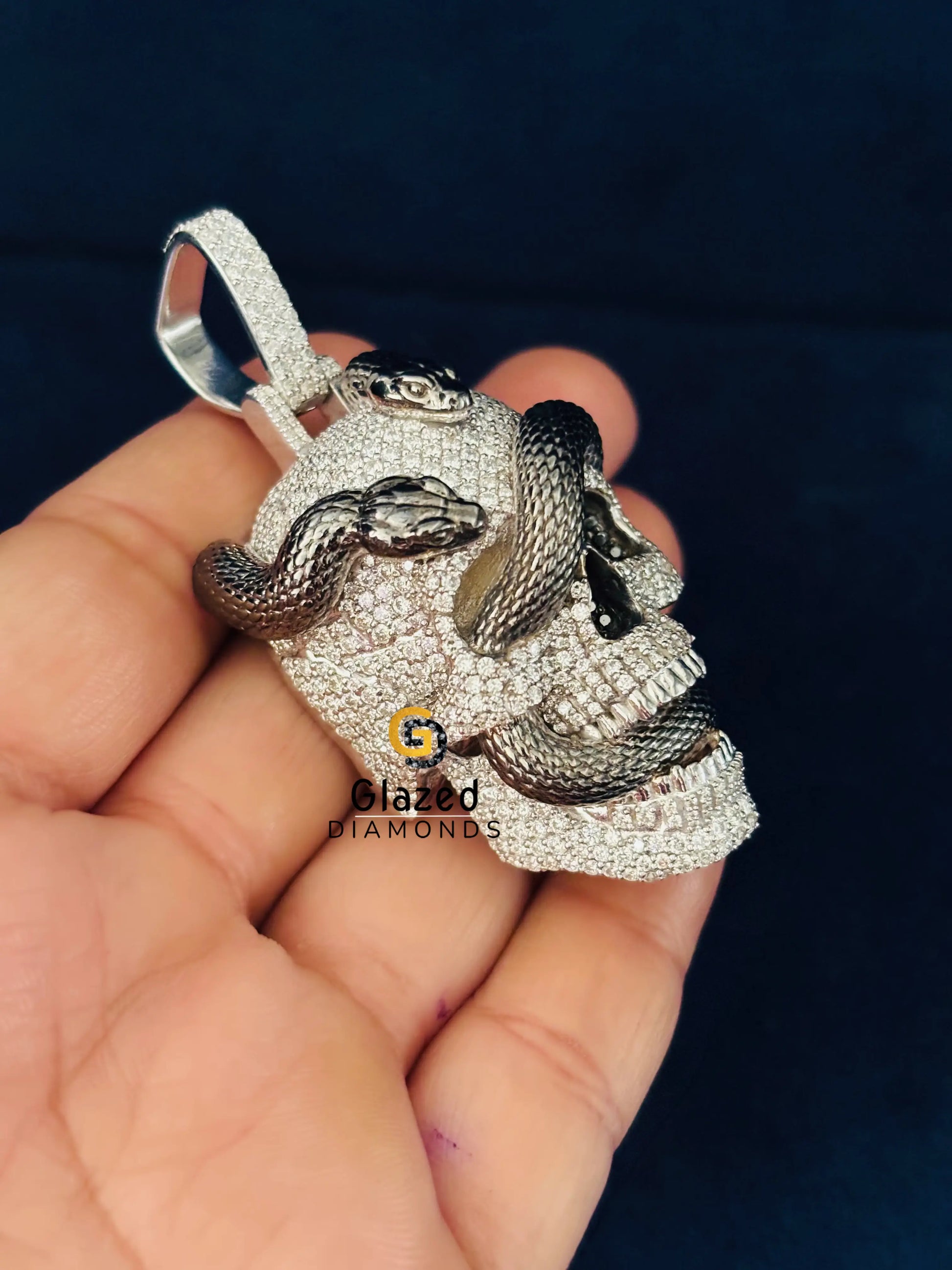 925 Sterling Silver Ghost Skull Face Moissanite Pendant