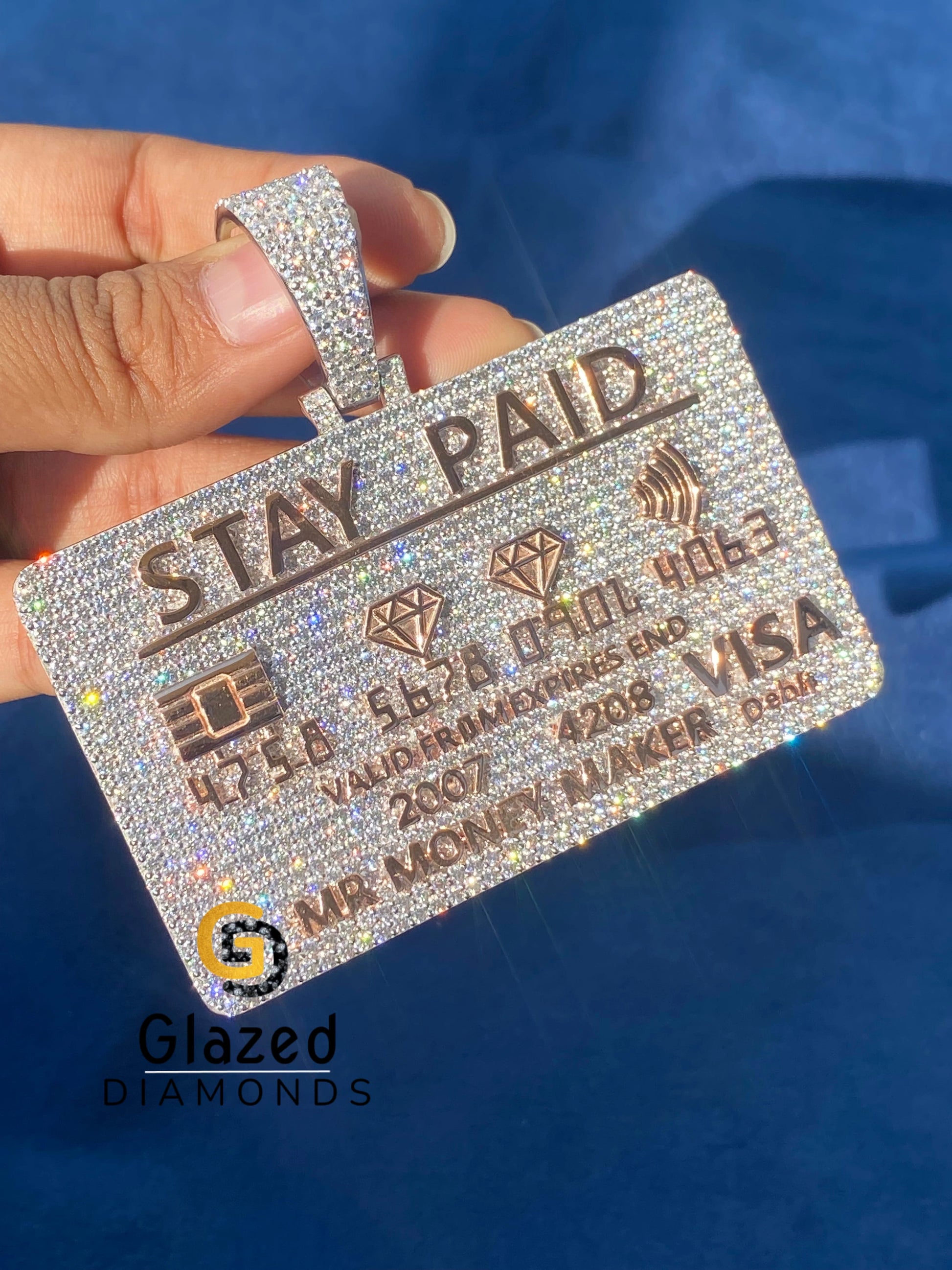 925 Sterling Silver Hip Hop Moissanite Dual Tone Pendant