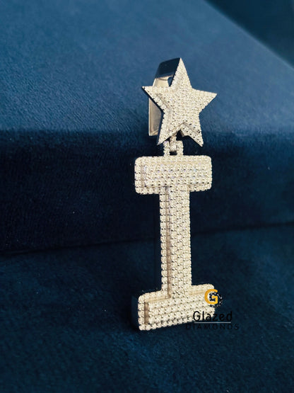 925 Sterling Silver I Letter Moissanite Hip Hop Pendant For Men