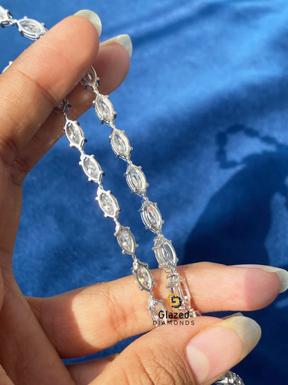 925 Sterling Silver Marquise Moissanite Tennis Chain For Unisex