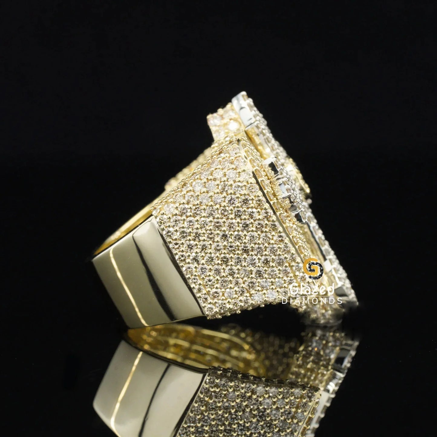 Heavy Rapper Diamond Rings Fully Iced Out Moissanite Cross Hip Hop Rapper Ring – Glazed Diamonds