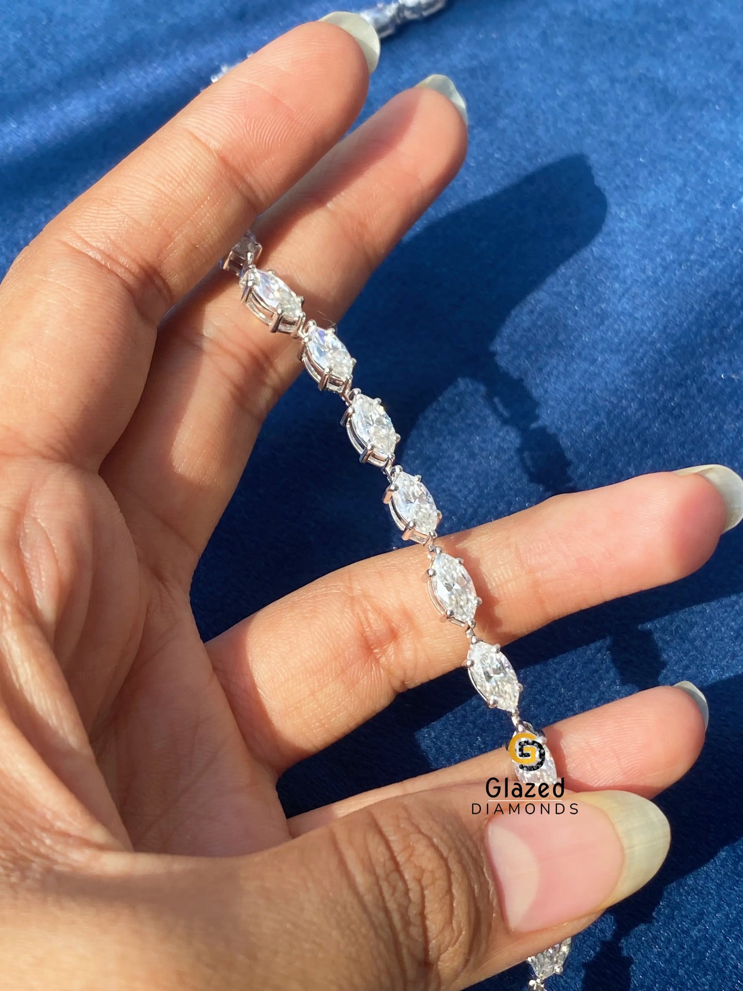 925 Sterling Silver Moissanite Marquise Cut Hip Hop Chain