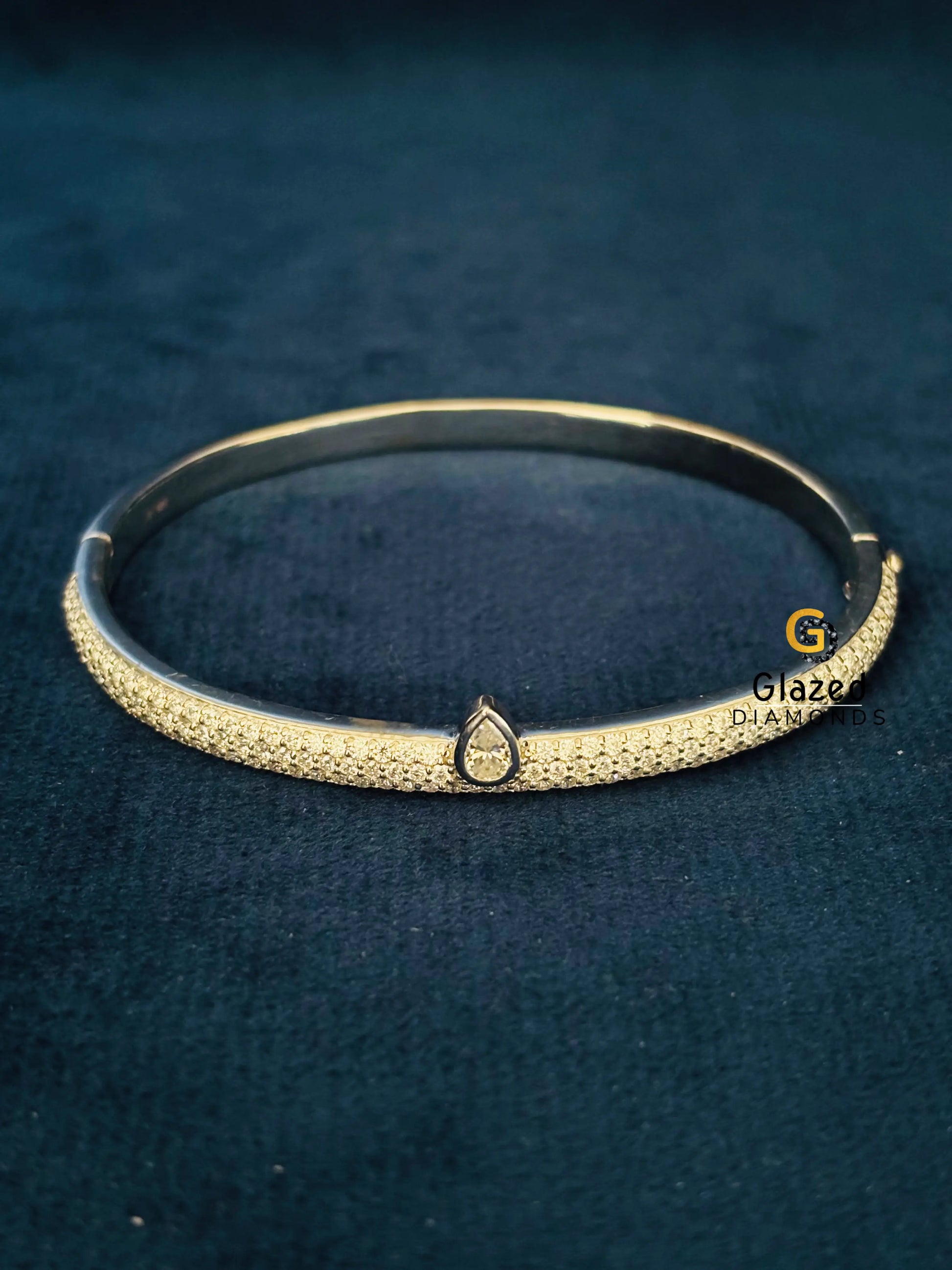 925 Sterling Silver Moissanite Pave Bangle Bracelet