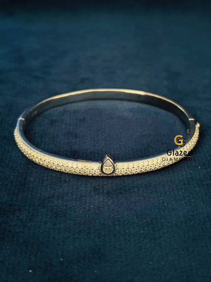 925 Sterling Silver Moissanite Pave Bangle Bracelet