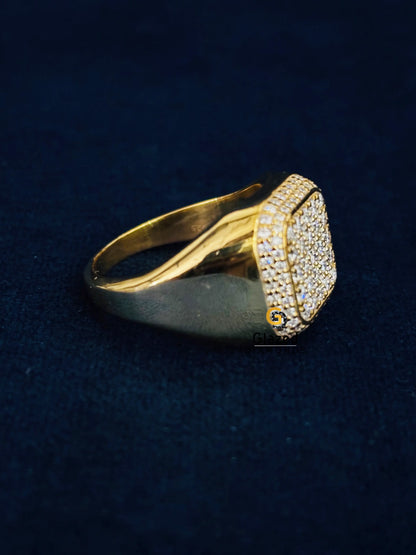 925 Sterling Silver Moissanite Studded Signet Wedding Ring For Men