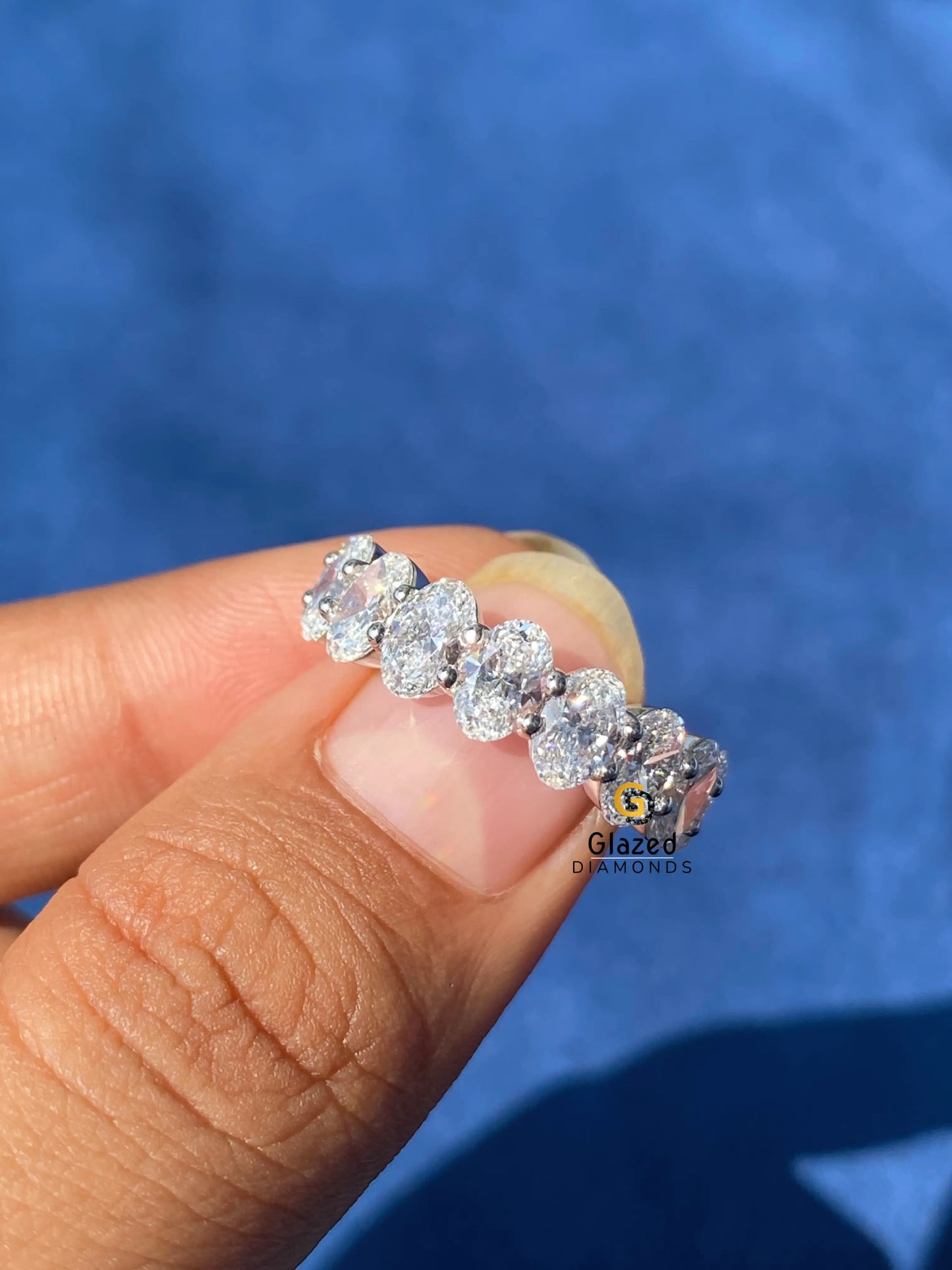 925 Sterling Silver Oval Cut Moissanite Full Eternity Band For Women